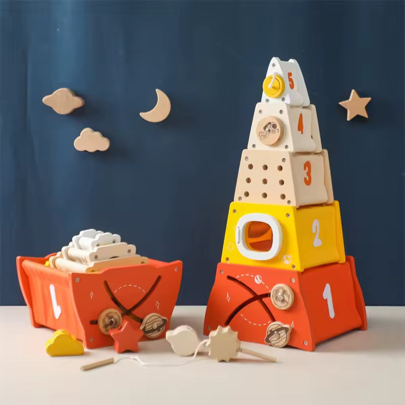 Montessori Stapelturm aus Holz