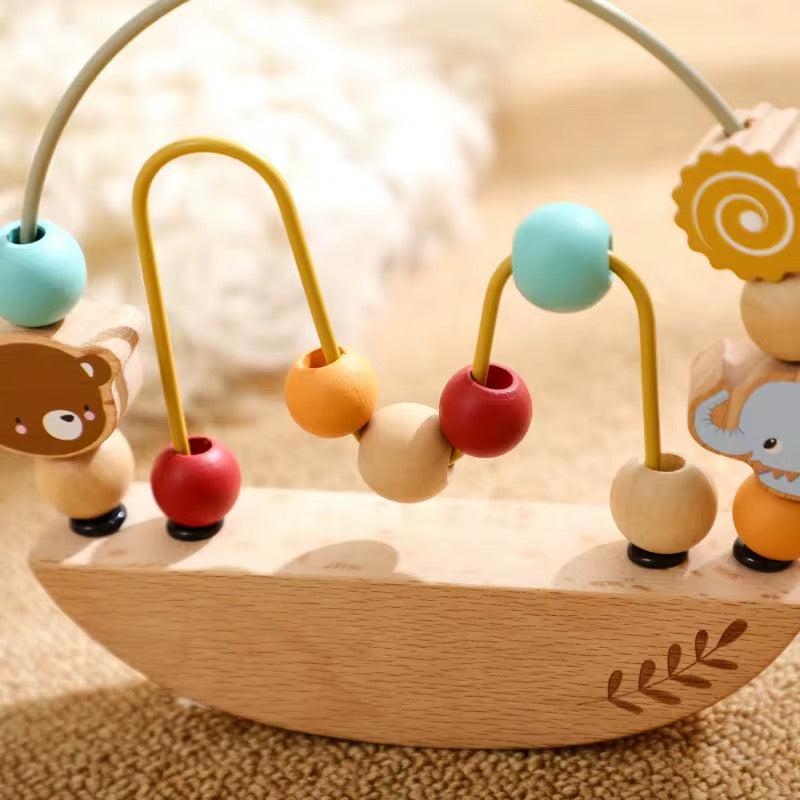 Montessori Motorikschleife aus Holz für Babys