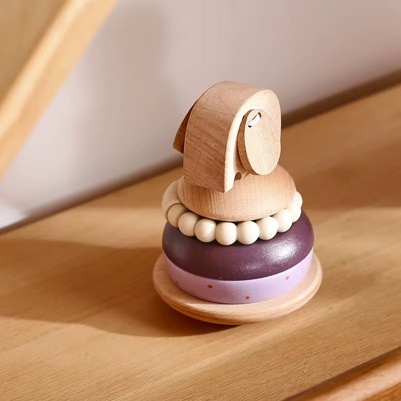Elefanten-Stapelturm & Beissring – handgemacht aus Holz
