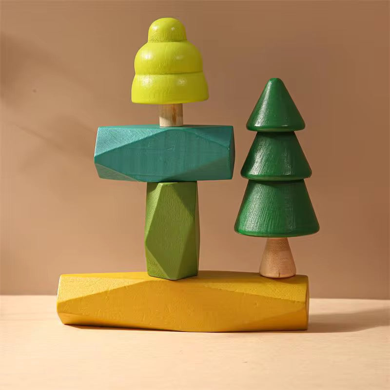 🌲 Montessori Wald Holzklötze – Bäume zum Balancieren, Lernen & Spielen 🌿