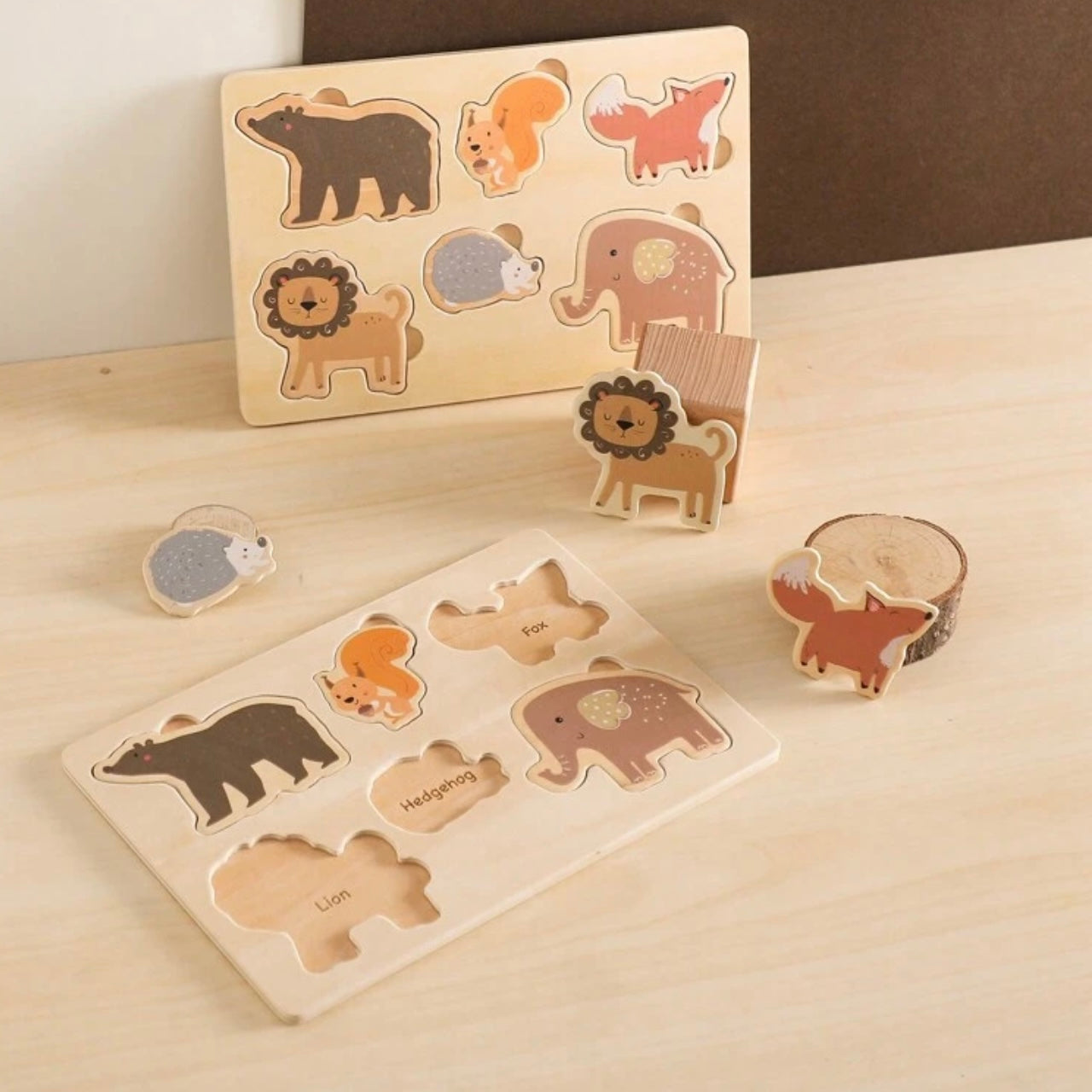 Tier-Steckpuzzle aus Holz