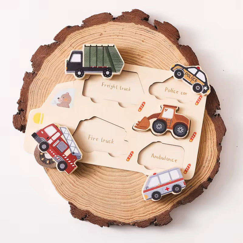 Montessori Fahrzeug Steckpuzzle