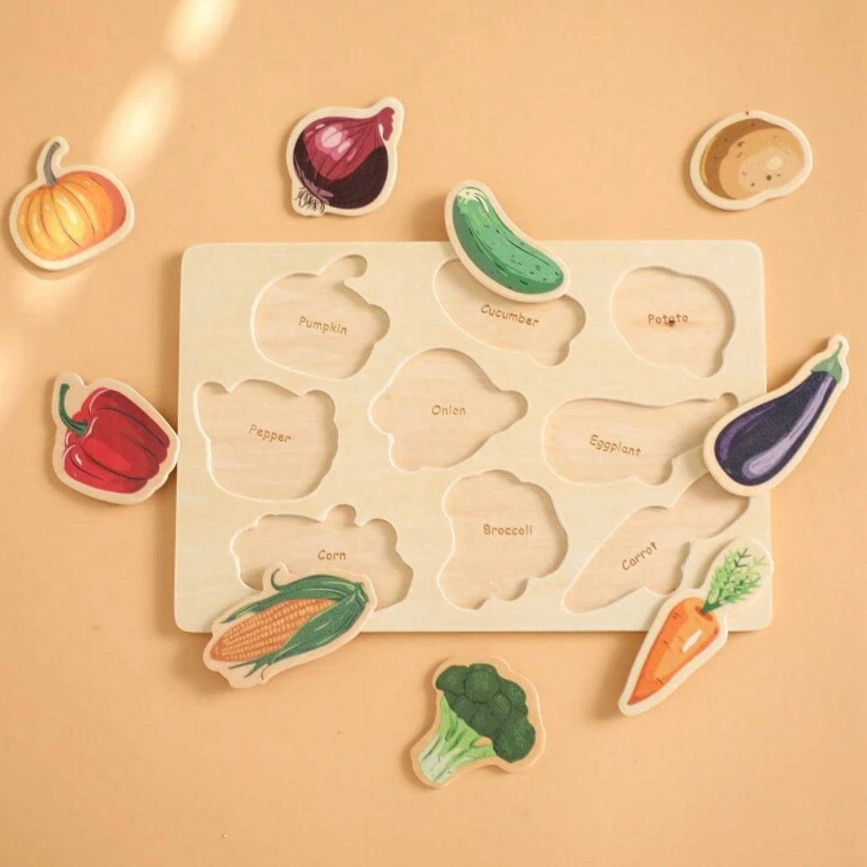 Gemüse-Steckpuzzle aus Holz