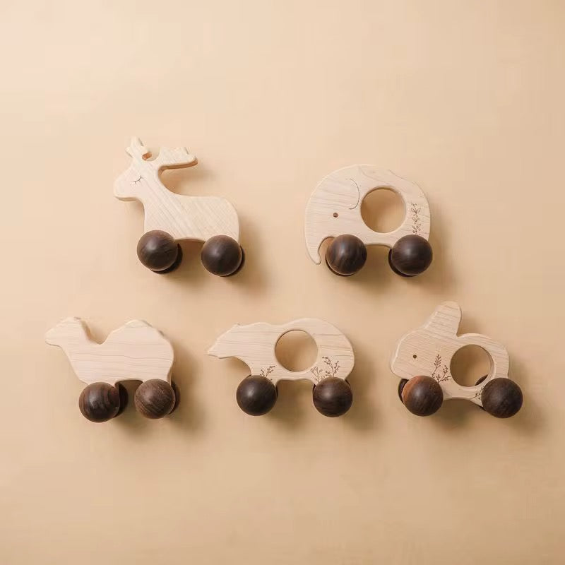 Montessori Tierautos-Set aus Holz
