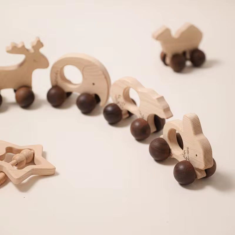Montessori Tierautos-Set aus Holz