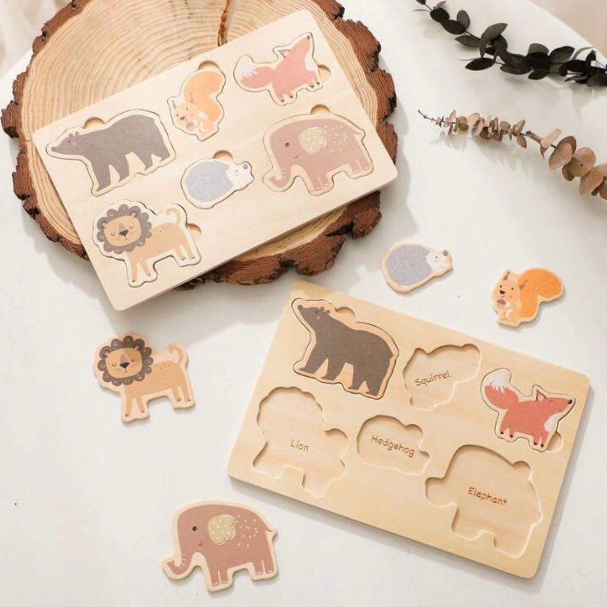 Tier-Steckpuzzle aus Holz
