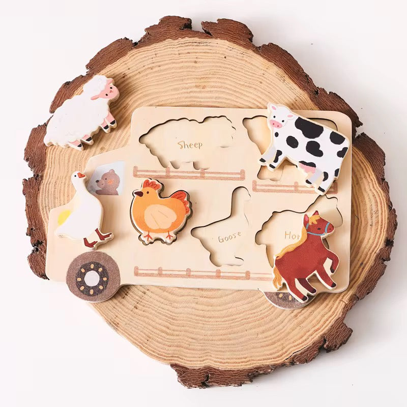 Montessori Bauernhof Steckpuzzle