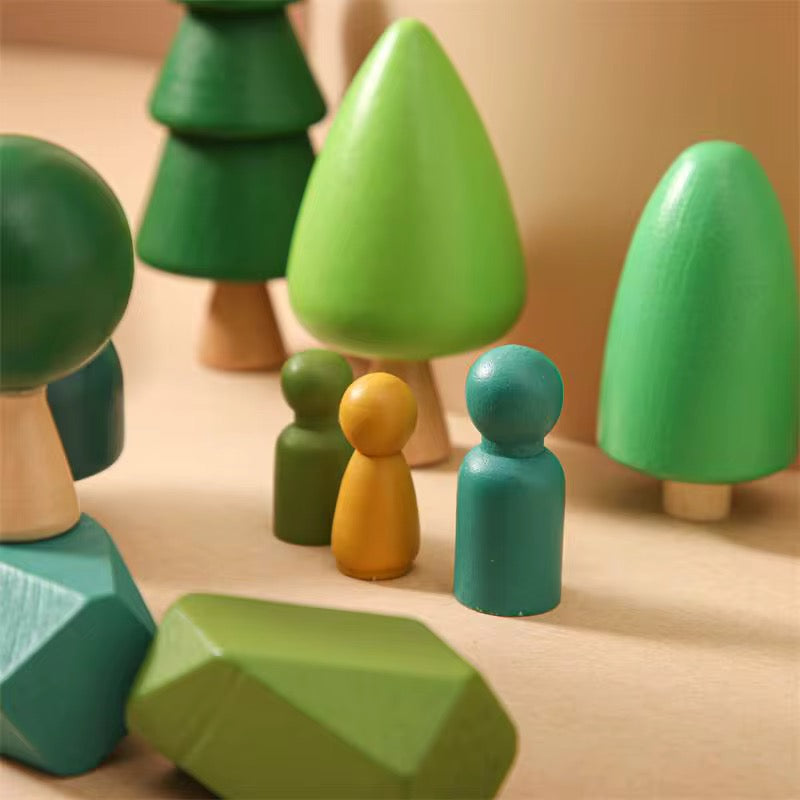 🌲 Montessori Wald Holzklötze – Bäume zum Balancieren, Lernen & Spielen 🌿