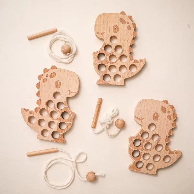 Montessori Dino Fädelspiel aus Holz
