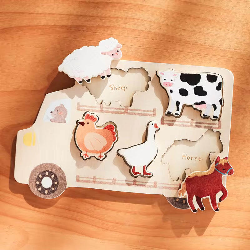 Montessori Bauernhof Steckpuzzle