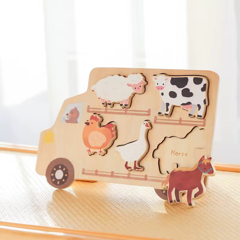Montessori Bauernhof Steckpuzzle