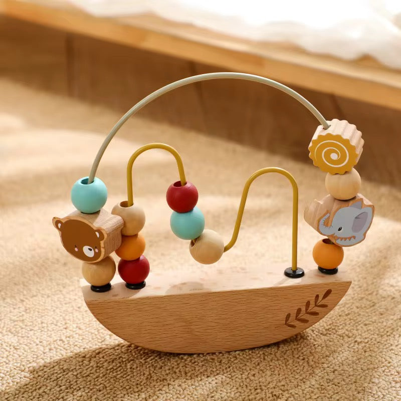 Montessori Motorikschleife aus Holz für Babys