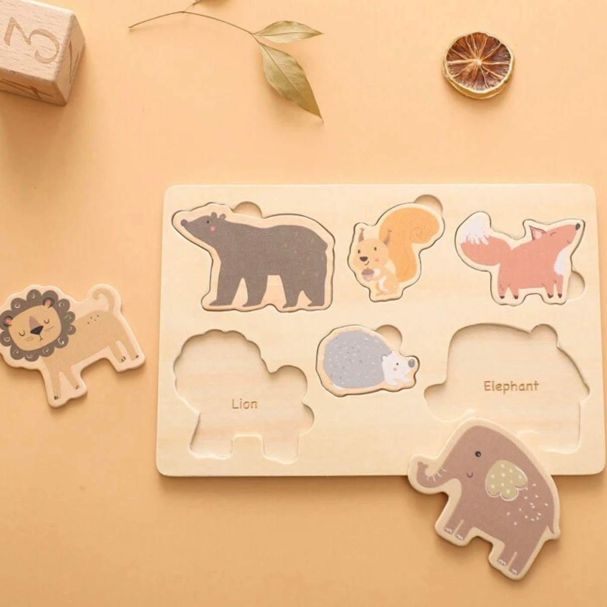 Tier-Steckpuzzle aus Holz
