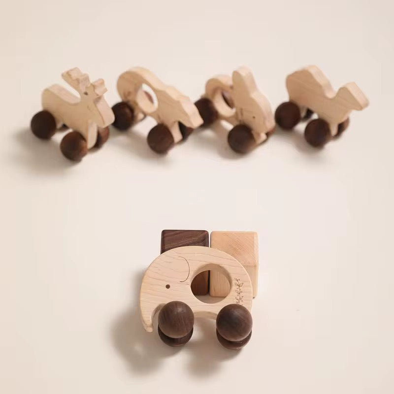 Montessori Tierautos-Set aus Holz