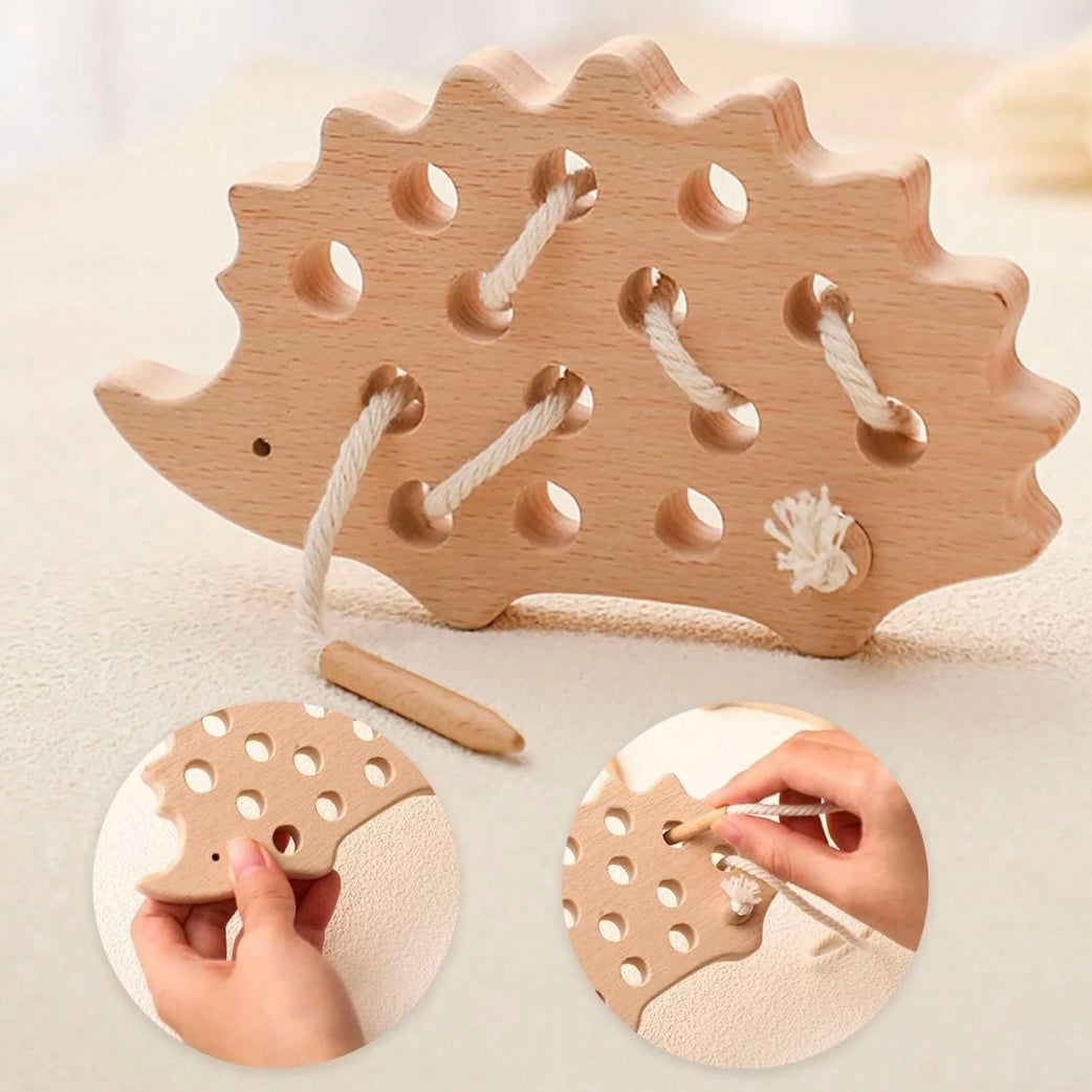 Montessori Igel Fädelspiel aus Holz