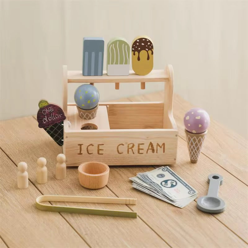 Eisverkäufer-Set aus Holz für Kinder
