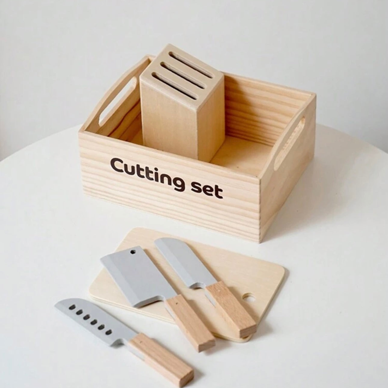 Montessori Schneideset aus Holz