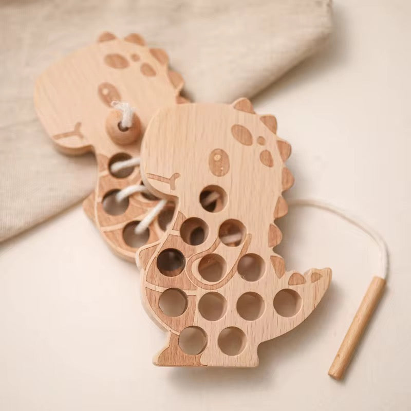 Montessori Dino Fädelspiel aus Holz